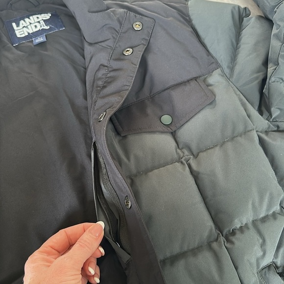 Lands' End Men's Quilted Down Feather Puffer‎ Bomber Jacket Outdoor Gorpcore L - Picture 5 of 7